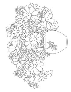 Flower Vase Bouquet Of Summer Garden Flowers Kids Coloring Pages Pdf, Free Vectors File